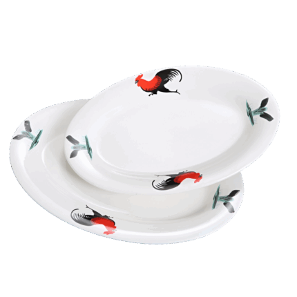 Oval Plate - Cock Design (9" - 14")